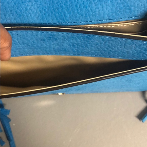 Authentic BRAND NEW Henri Bendel Blue Fringe Crossbody - Picture 8 of 15